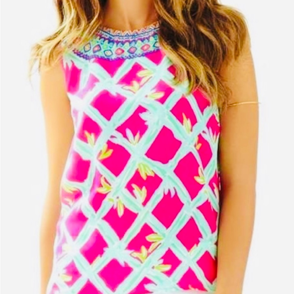 Lilly Pulitzer Iona Shell Silk Top Capri Pink XXS NWT $148 MSRP